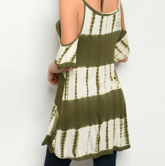 2/$45NWT Olive & Cream Tie Dye ColdShoulder Blouse - Picture 2 of 2